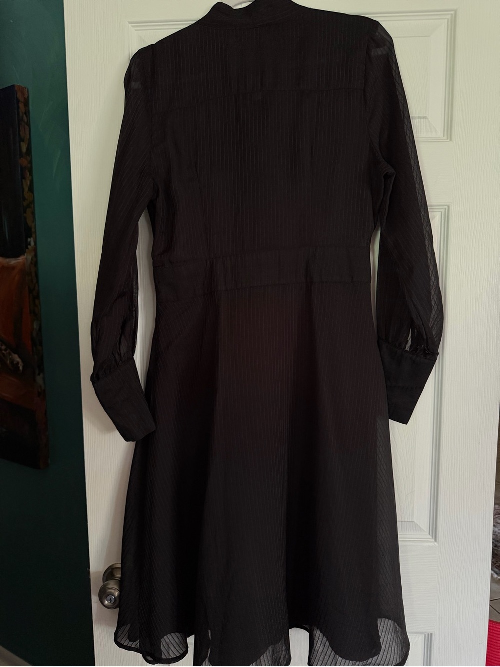 Black Long-Sleeve Tie-Neck Midi Dress - Picture 8 of 8